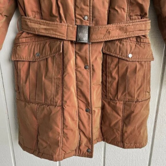 FEYEM Vintage Goose Down Belted Coat Parka in Iridescent Rust Brown Nylon Size M - Picture 4 of 9